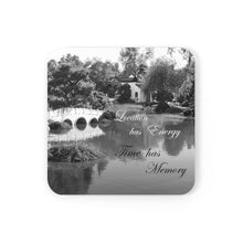 Load image into Gallery viewer, "Location Has Energy, Time Has Memory" Corkwood Coaster Set